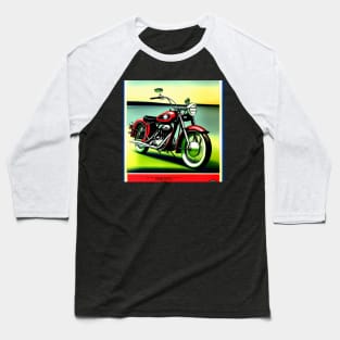 Vintage Red Motorcycle Poster Baseball T-Shirt